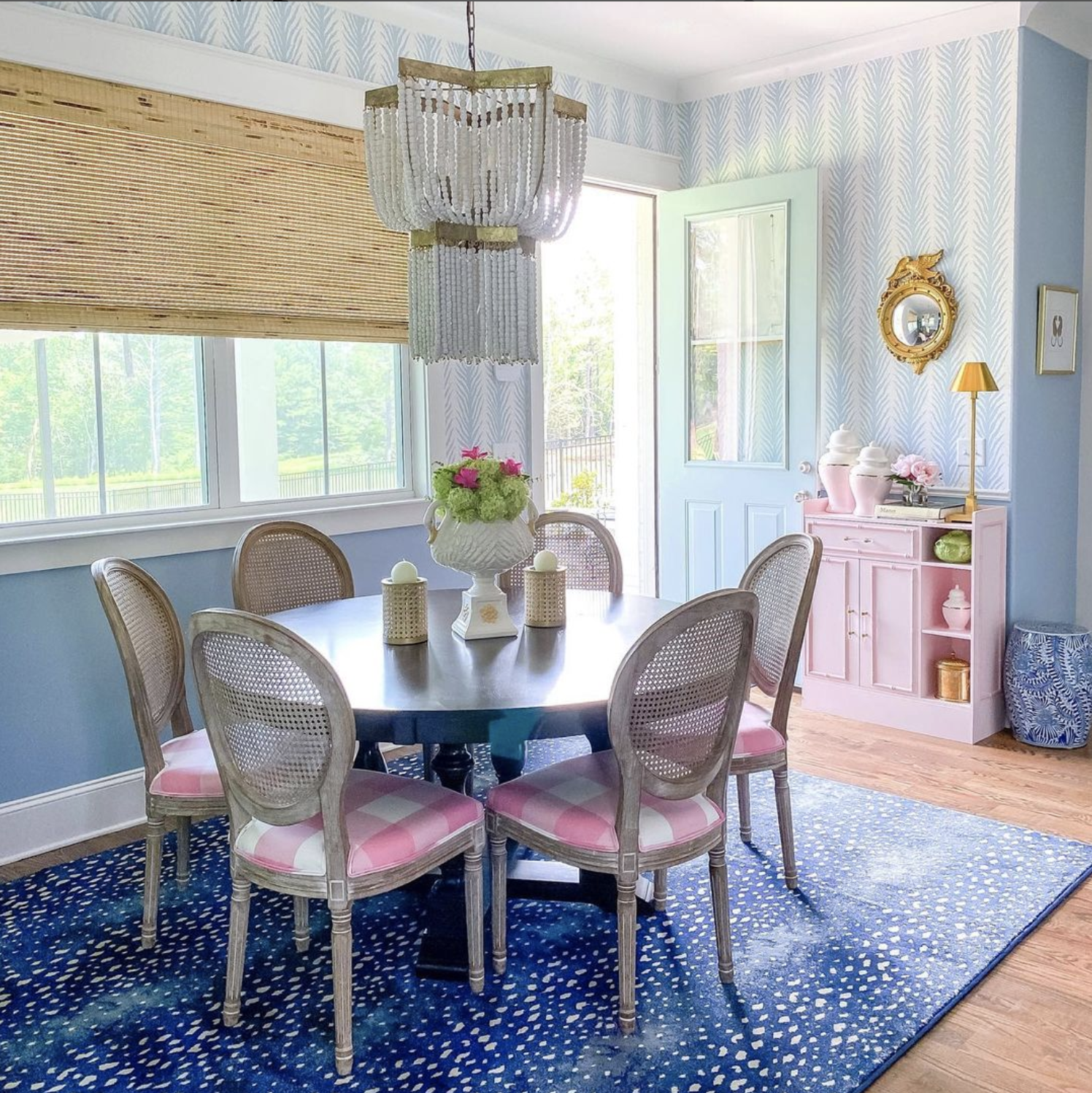 Beautiful blue and pink kitchen kellyelko.com