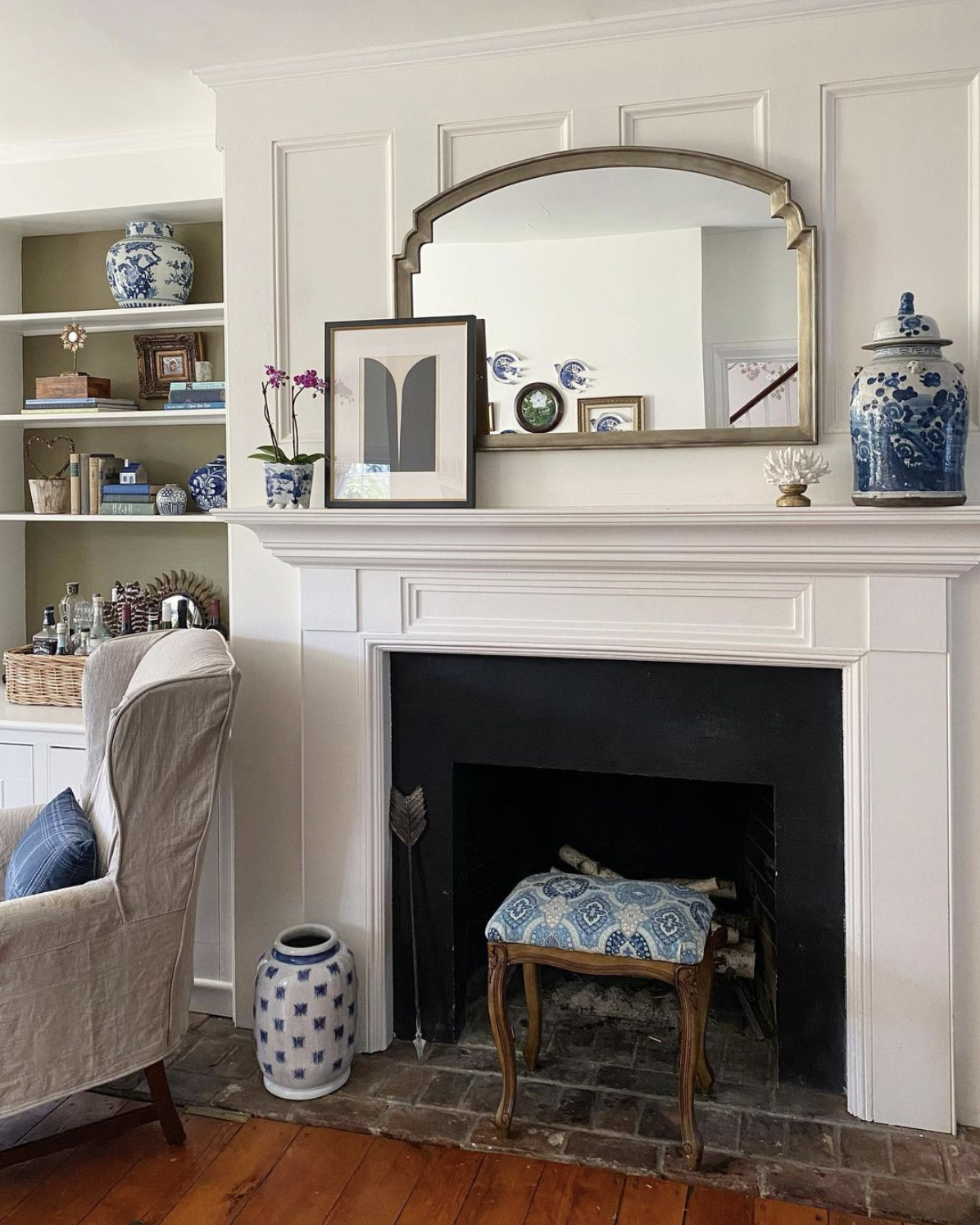 Antique home - love the mantel with mirror kellyelko.com