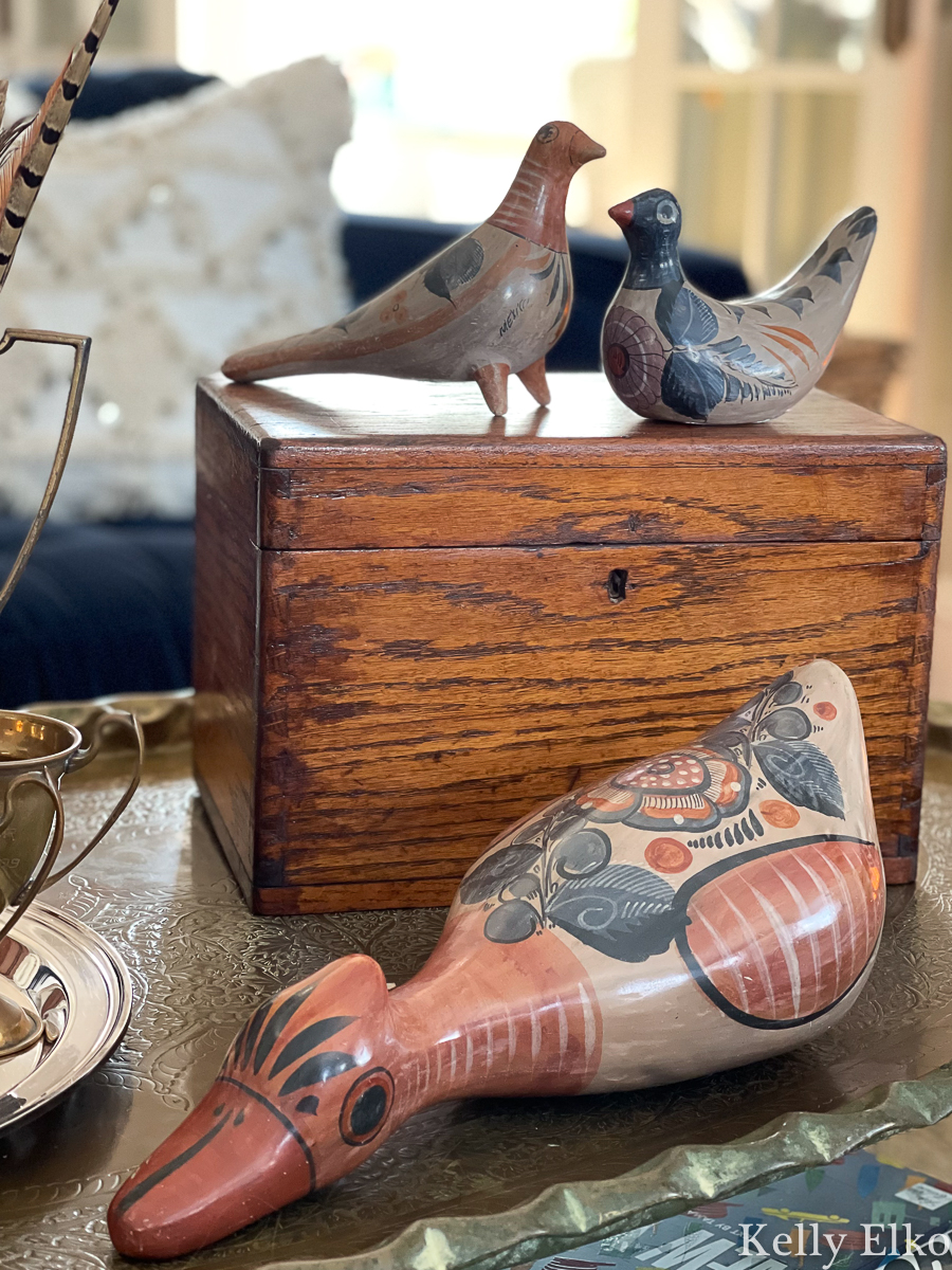 Vintage Tonala pottery birds and ducks - love the muted colors and patterns kellyelko.com