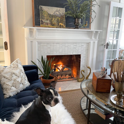 How to decorate winter after Christmas kellyelko.com - love the cozy fireplace and mantel with vintage finds