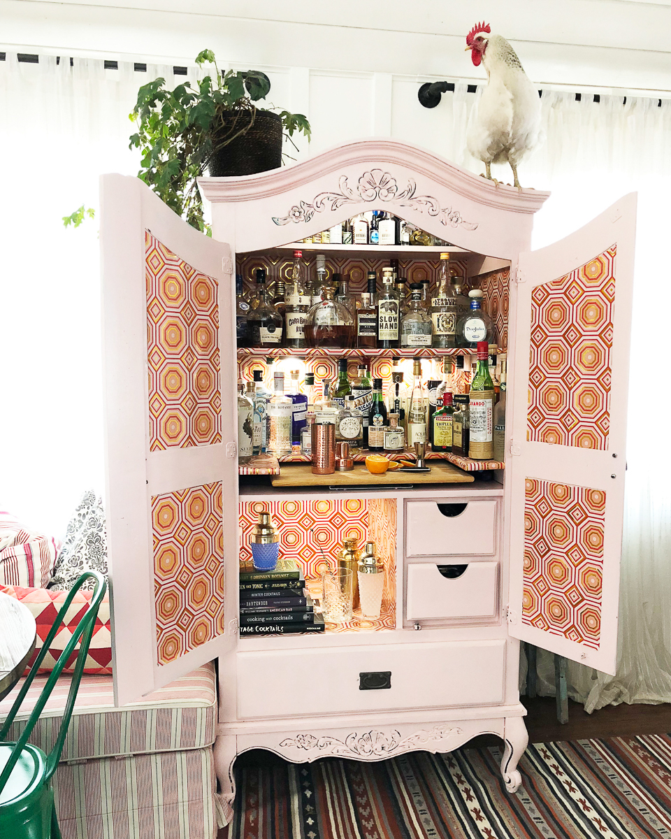 The Barmoire! Love this old armoire turned bar cart 