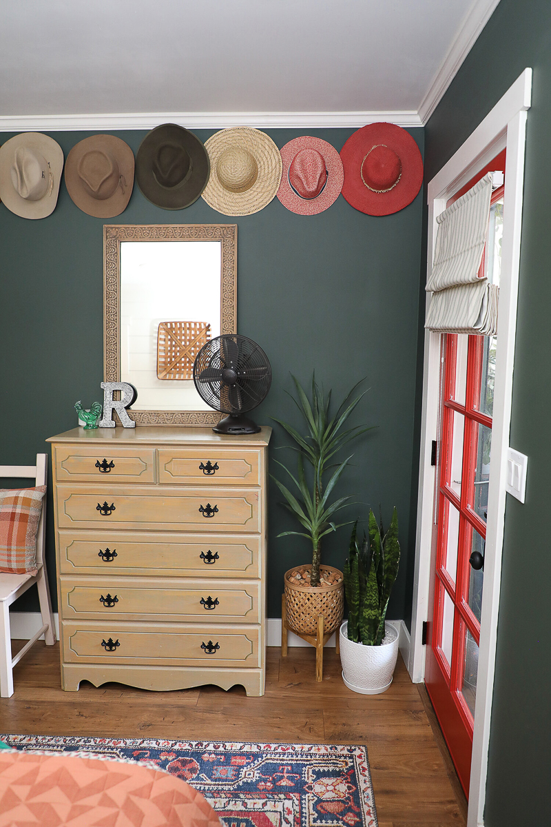 Love the hat collection on the wall 