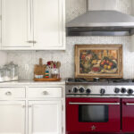 Extra Extra 7 - love this farmhouse kitchen with red stove kellyelko.com