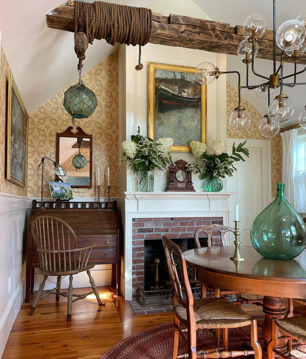 Eclectic Home Tour - The Groggy Anchor - tour this charming early 1800's seaside cottage filled with antiques and nautical inspiration 