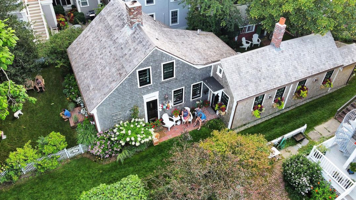 Aerial view of an 1800's seaside cottage 