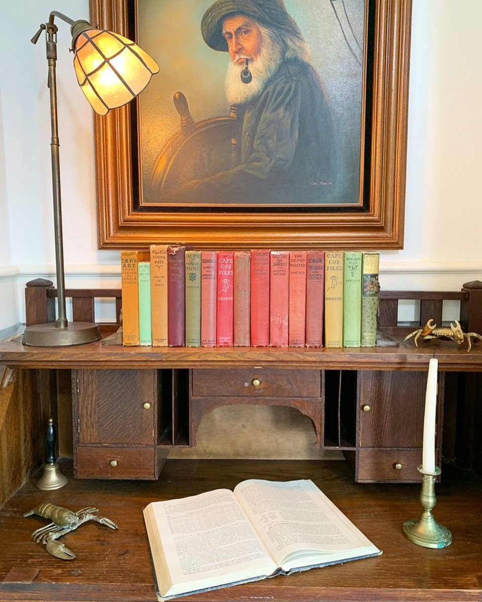 Collection of colorful old books as decor