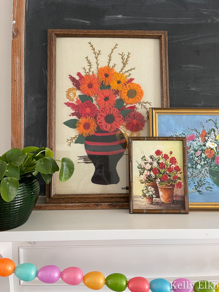 Love this trio of thrifted vintage floral art kellyelko.com