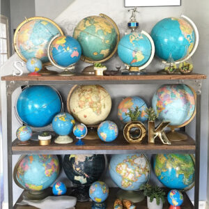 Vintage Globes - display ideas, history, upcycle ideas kellyelko.com