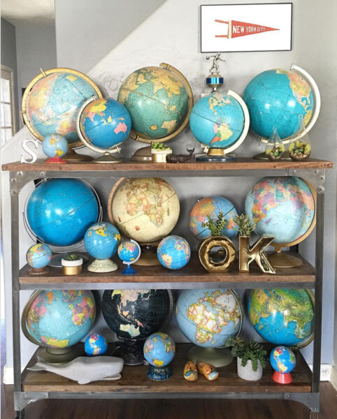 Vintage Globes - display ideas, history, upcycle ideas kellyelko.com