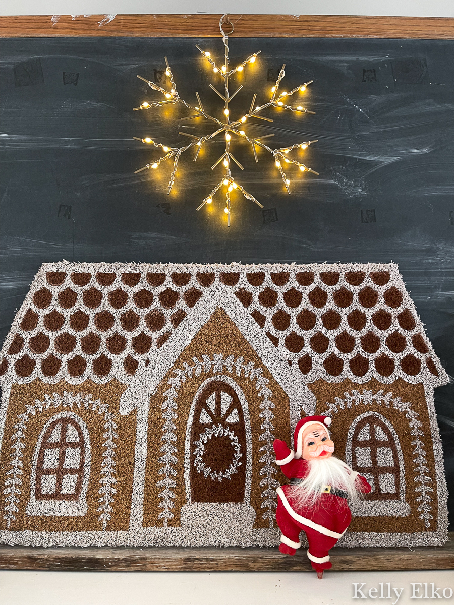 LED snowflake and a cute gingerbread house doormat kellyelko.com