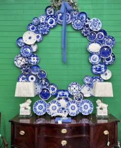 12 Stunning Christmas Decor Ideas kellyelko.com - love this blue and white plate wreath