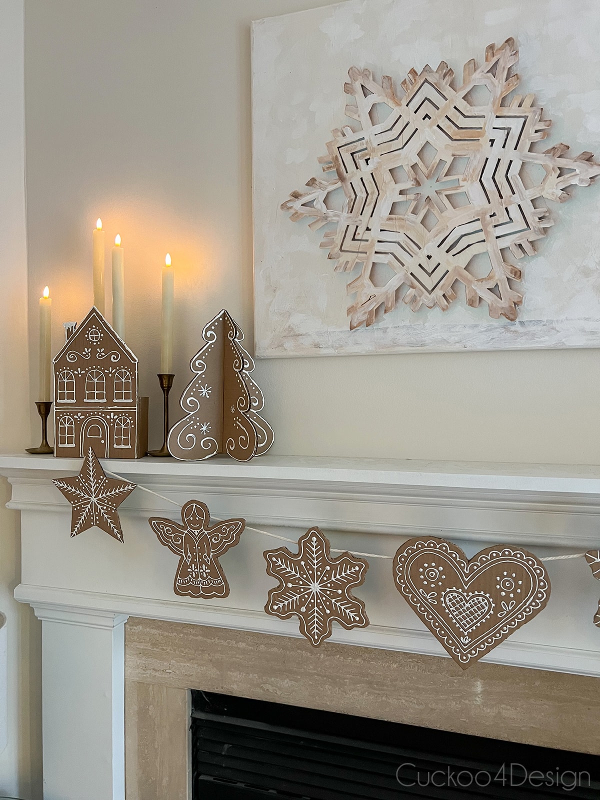 DIY Cardboard Gingerbread Ornaments and Garland with templates