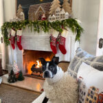 Gingerbread village Christmas mantel kellyelko.com