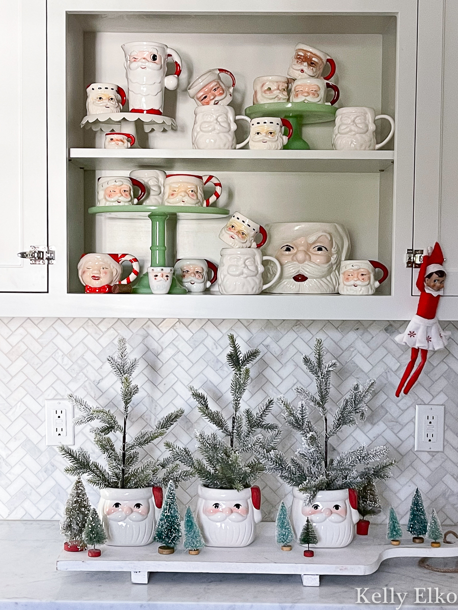 A mix of old and new Santa mugs kellyelko.com