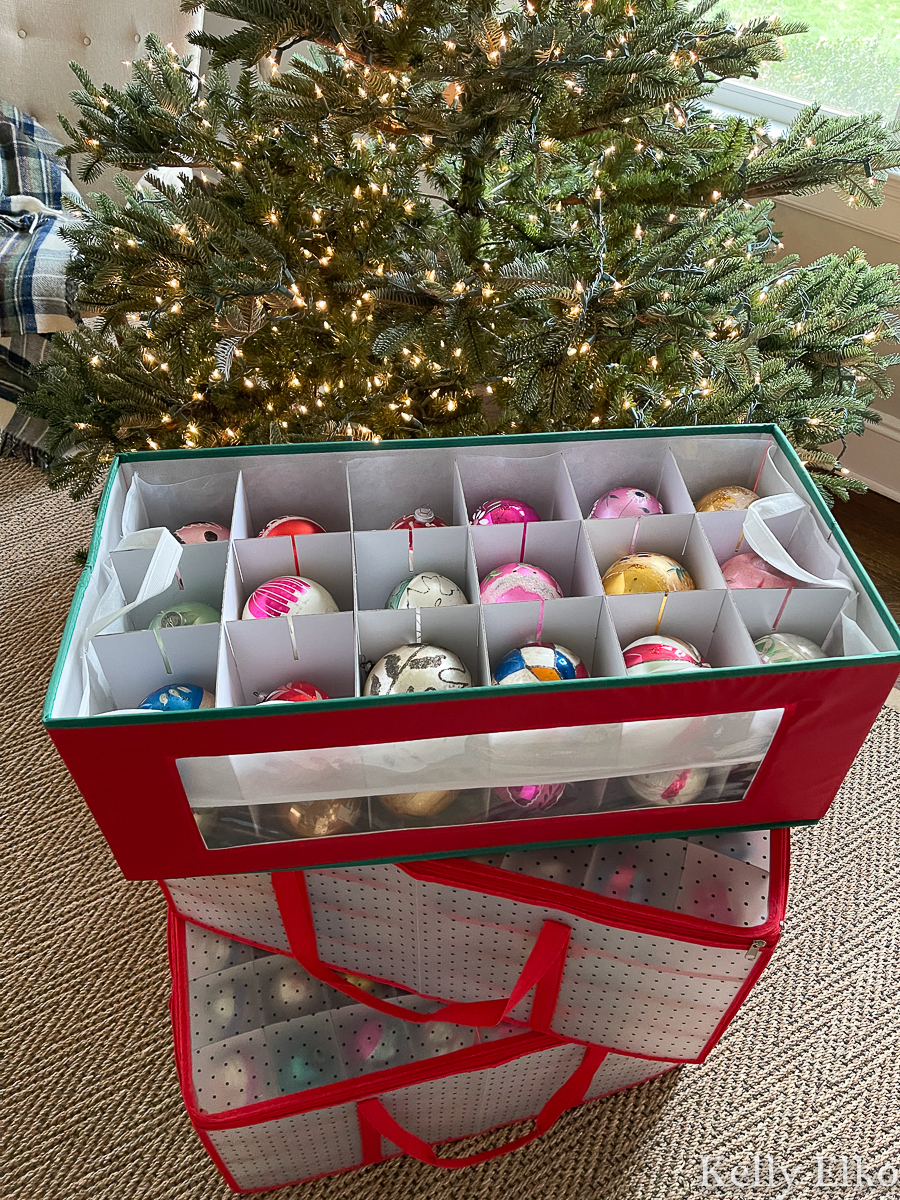 Ornament Storage Box With Dividers For Large Decorations