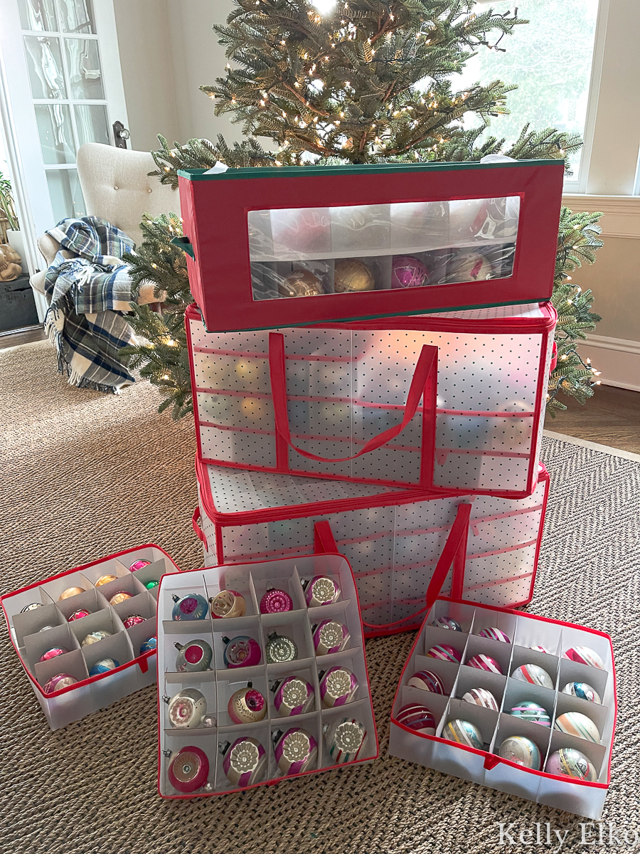 Ornament Storage Removable Trays - these are the best containers for storing Christmas ornaments kellyelko.com