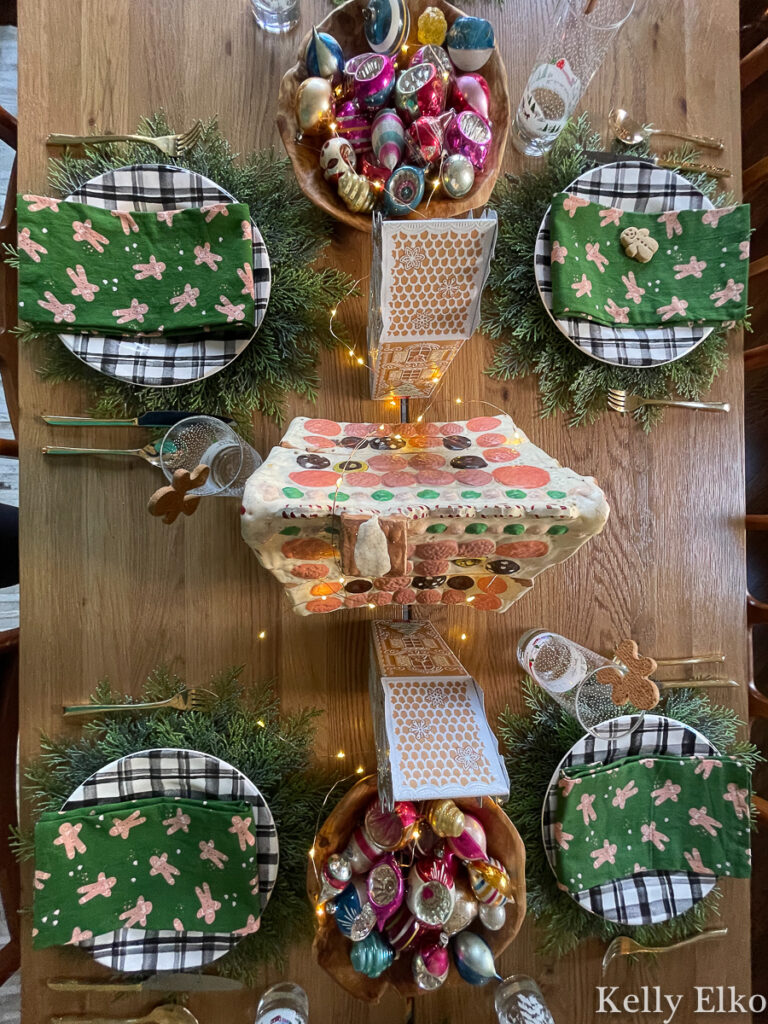 Gingerbread theme table setting kellyelko.com