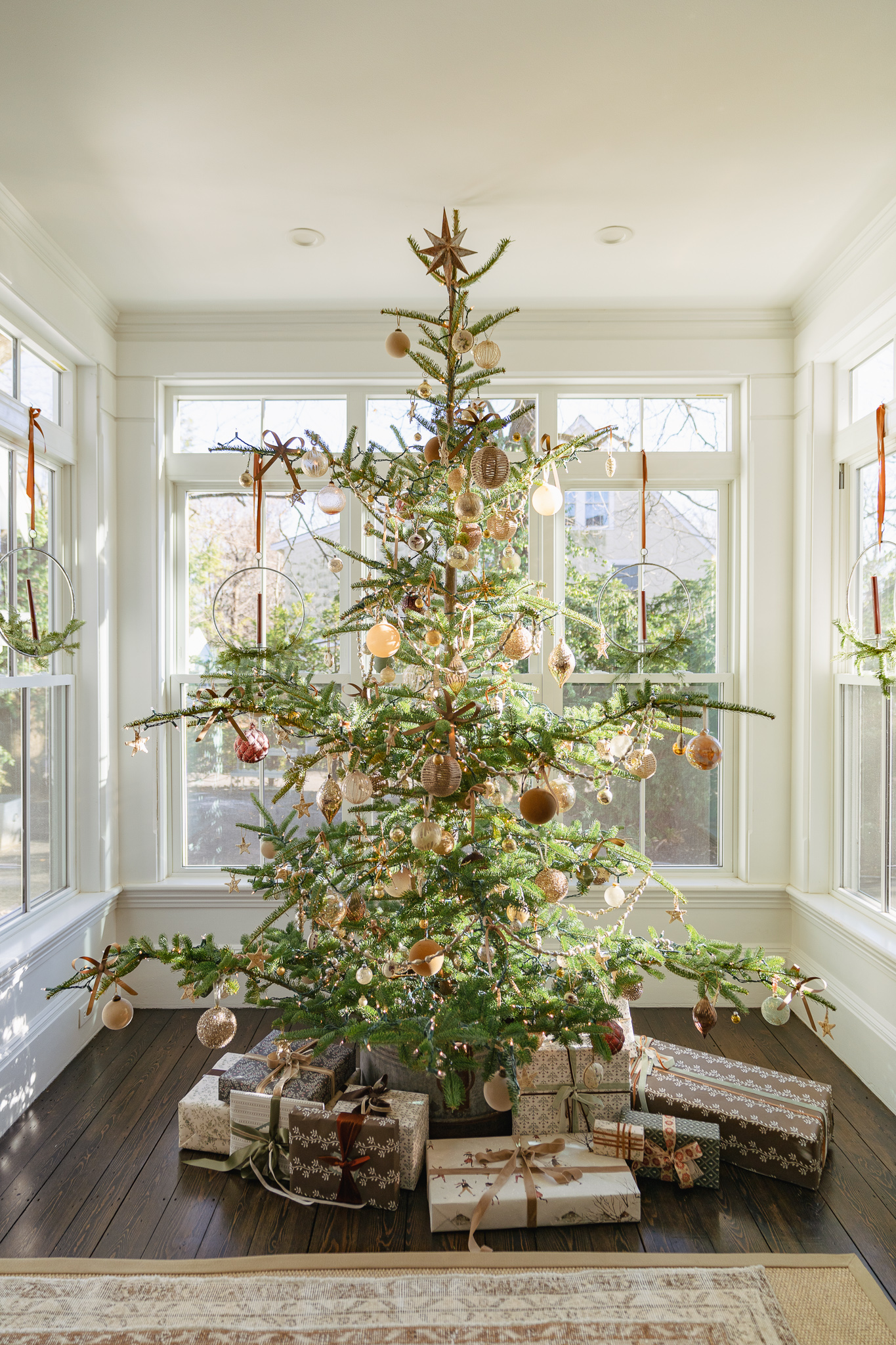 Eclectic Home Tour Finding Lovely Christmas - love this wild real tree with vintage ornaments