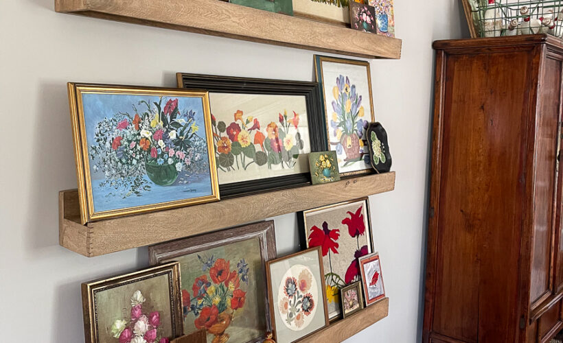 Colorful vintage floral art gallery wall kellyelko.com