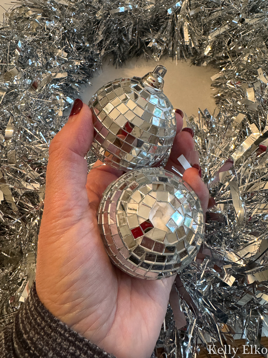 How to make a DIY disco ball wreath with ornaments / kellyelko.com