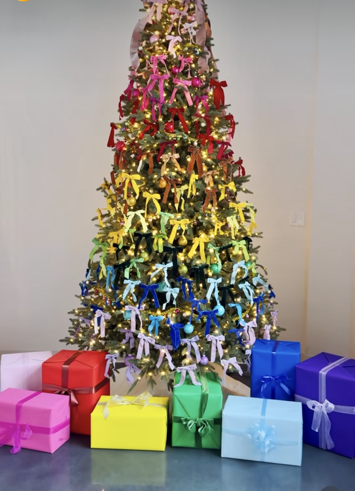 Rainbow ribbon bow tree / kellyelko.com