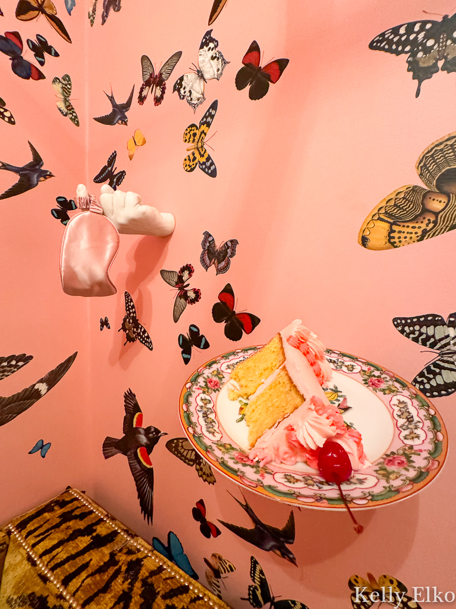 Kips Bay Show House Palm Beach Butterfly Wallpaper Gimme a Break Room / kellyelko.com