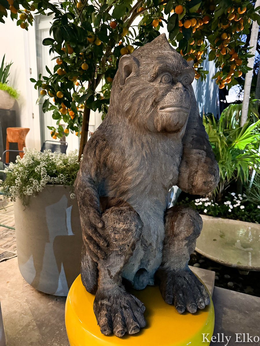 Monkey sculpture at Kips Bay Palm Beach showhouse / kellyelko.com