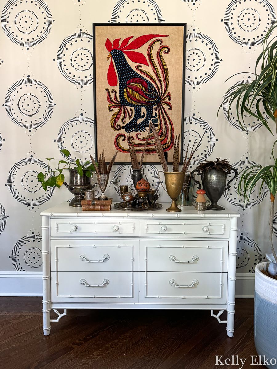 Loving Cup Display Ideas - Feathers in antique loving cup trophies / kellyelko.com