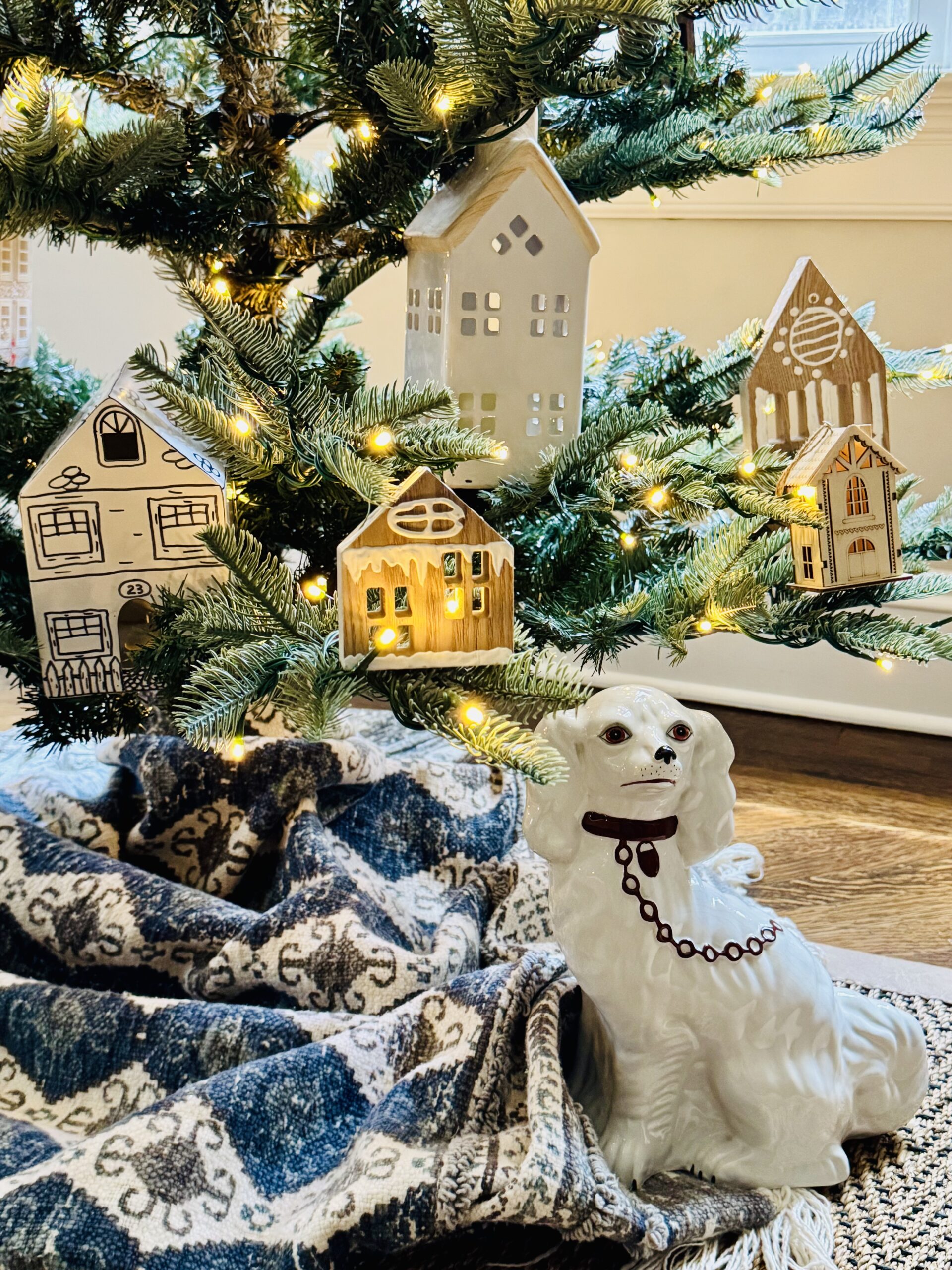 Wood and Ceramic Christmas Houses as Ornaments / kellyelko.com