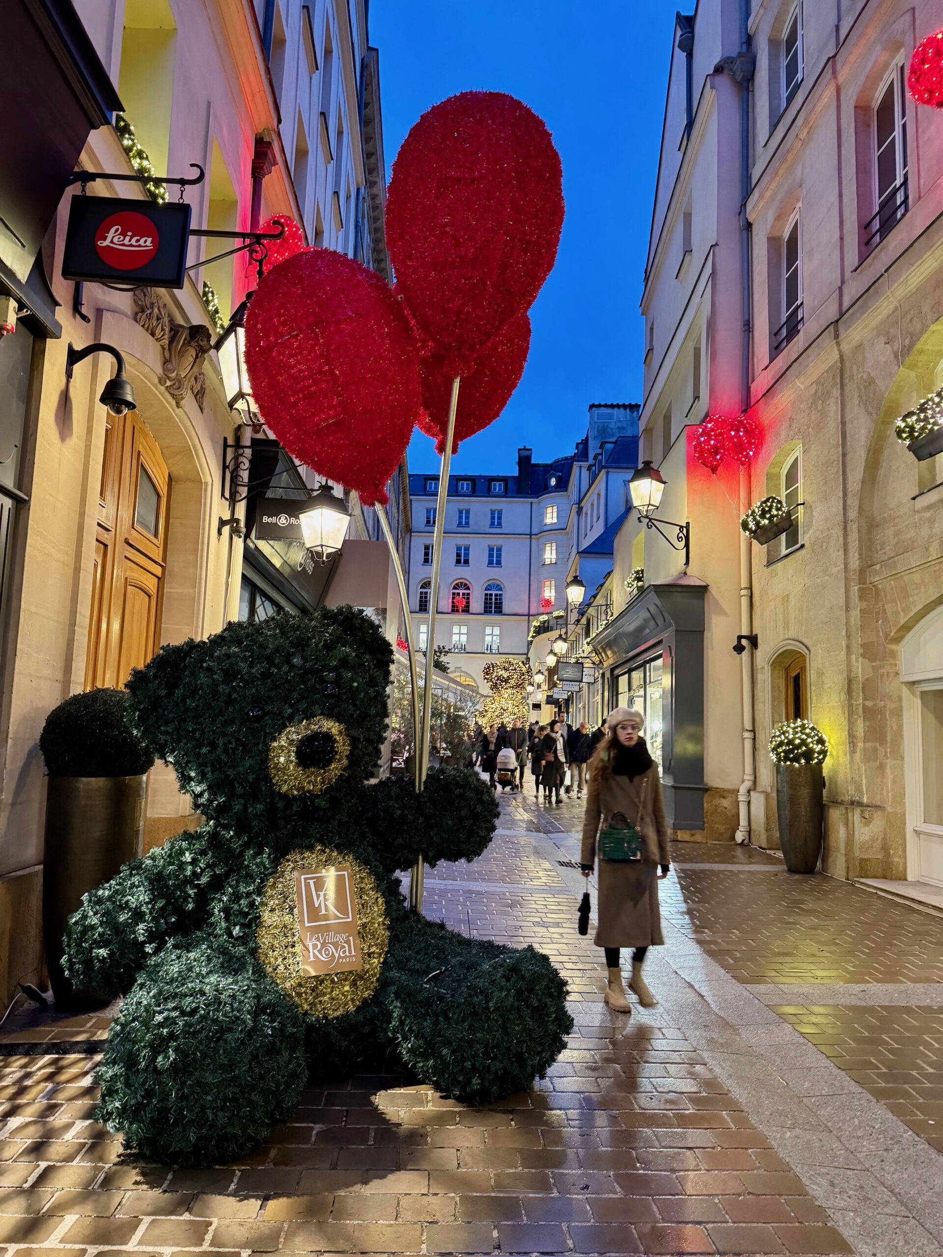 Le Village Royal Paris Christmas Teddy Bear with Red Balloons