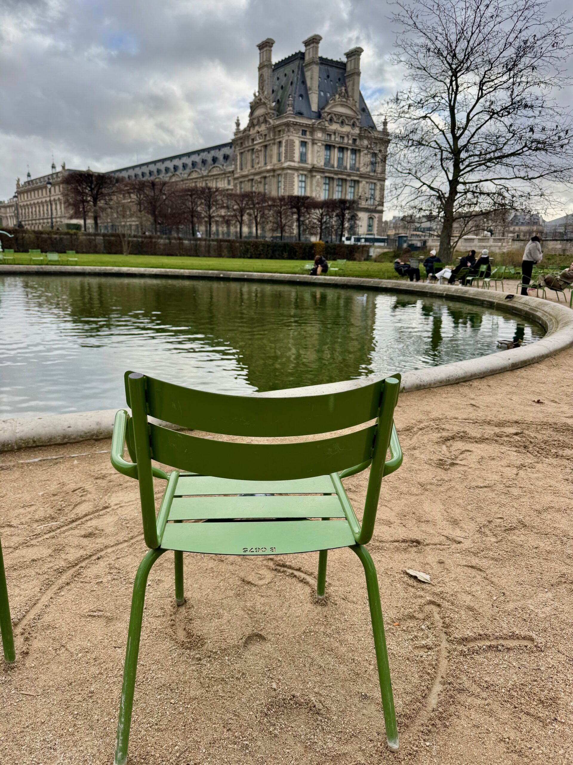 Louvre view from Tuileries Garden Paris Green Chair