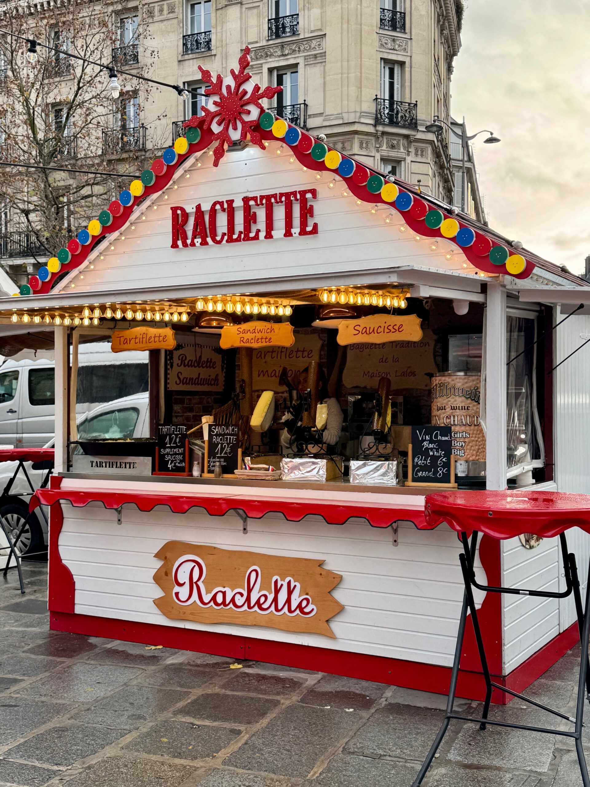 Raclette at Paris Christmas market in St Germain