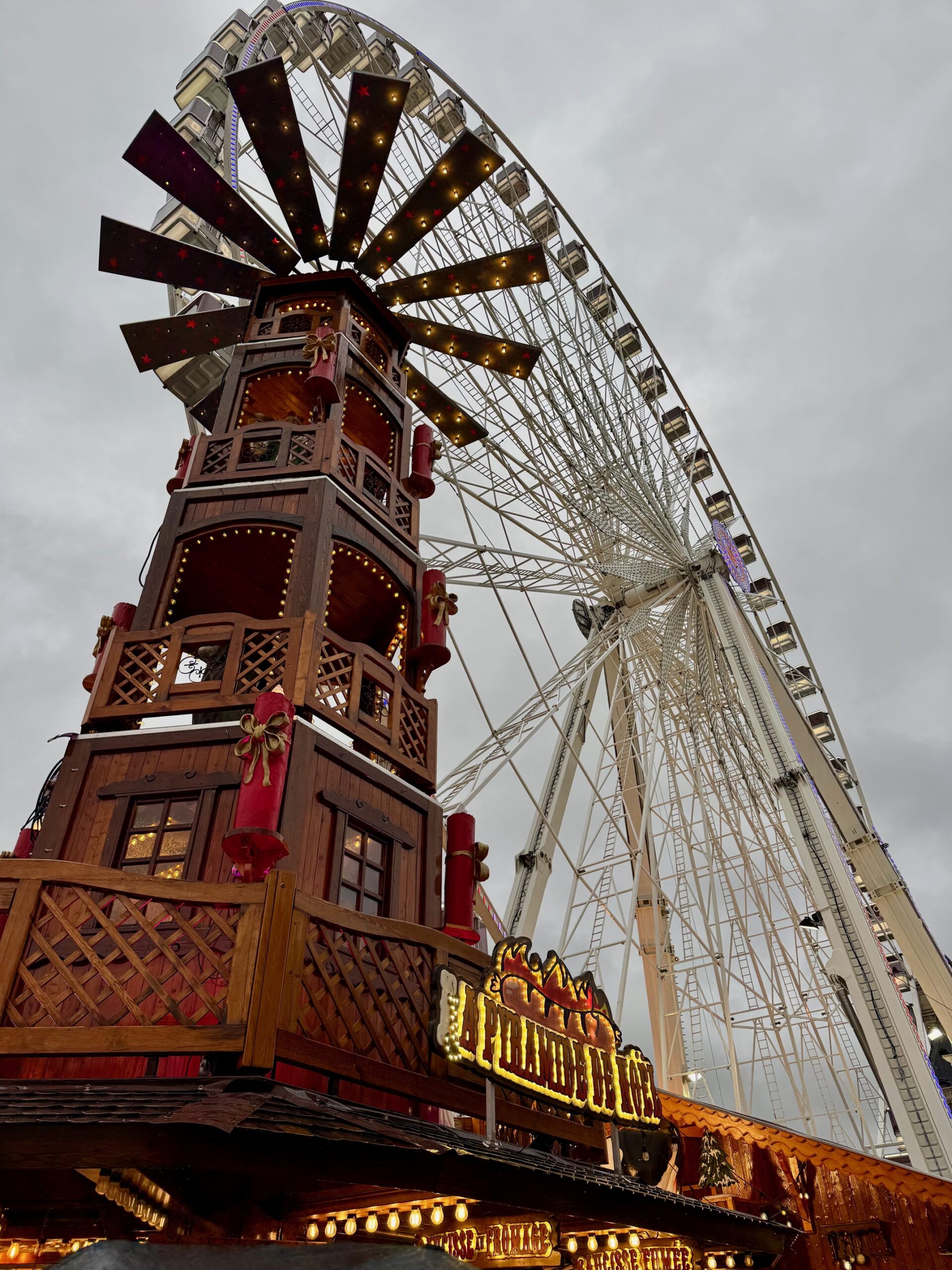 Paris Christmas Market Ferris Wheel and Windmill